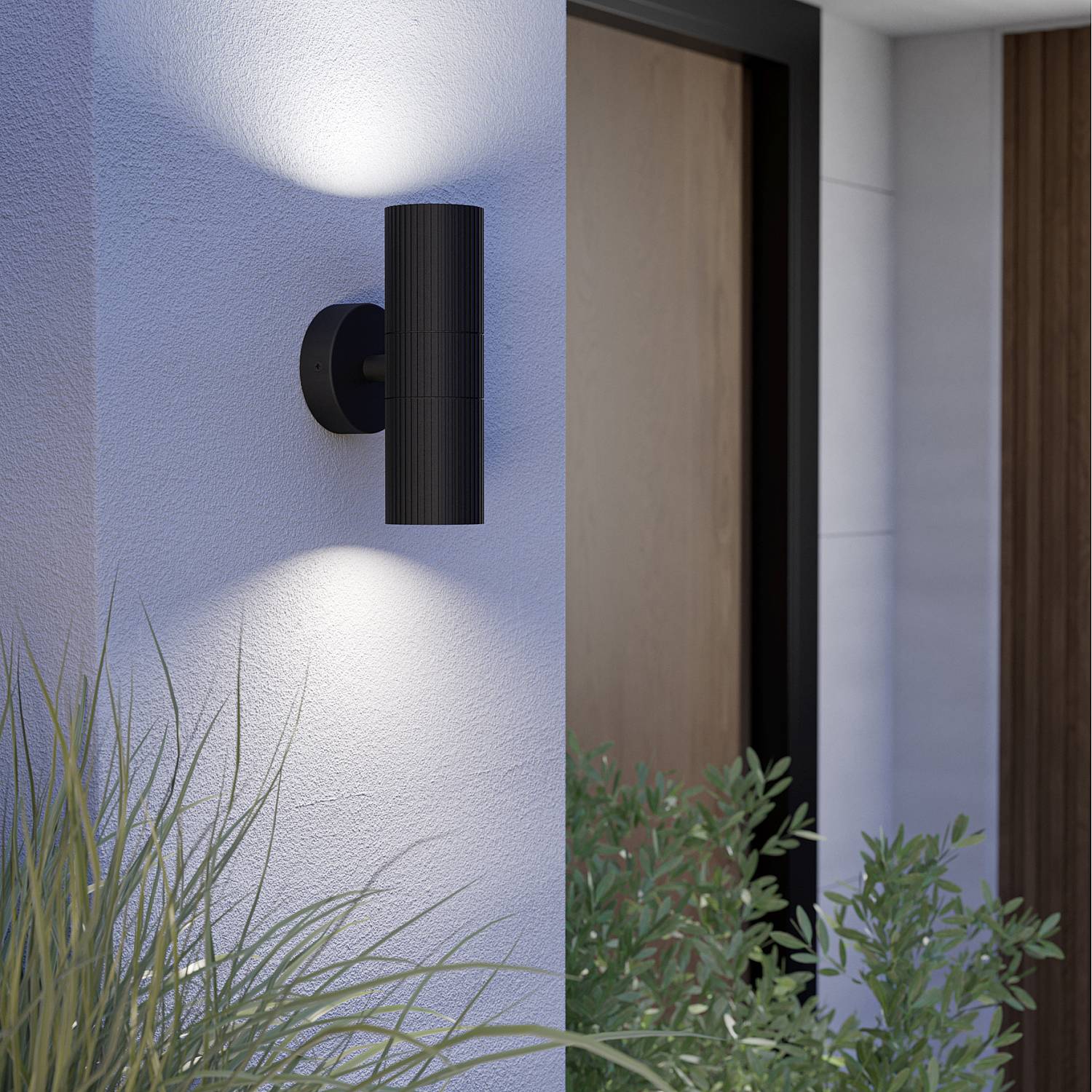 Applique Esterno Moderno Tomelloso Alluminio Nero Trasparente 2 Luci Gu10 Ip44 902038