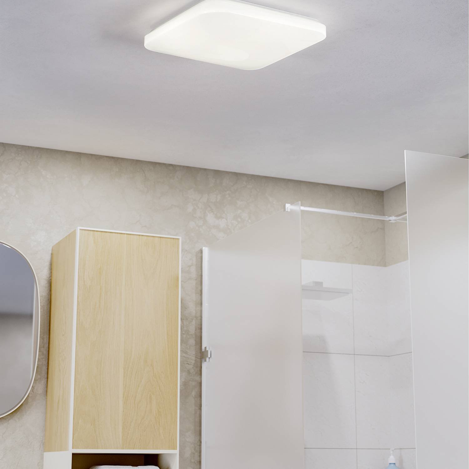 Plafoniera Moderna Frania-Ip Acciaio Bianco Plastica Led 18W 2100Lm Ip44 902076