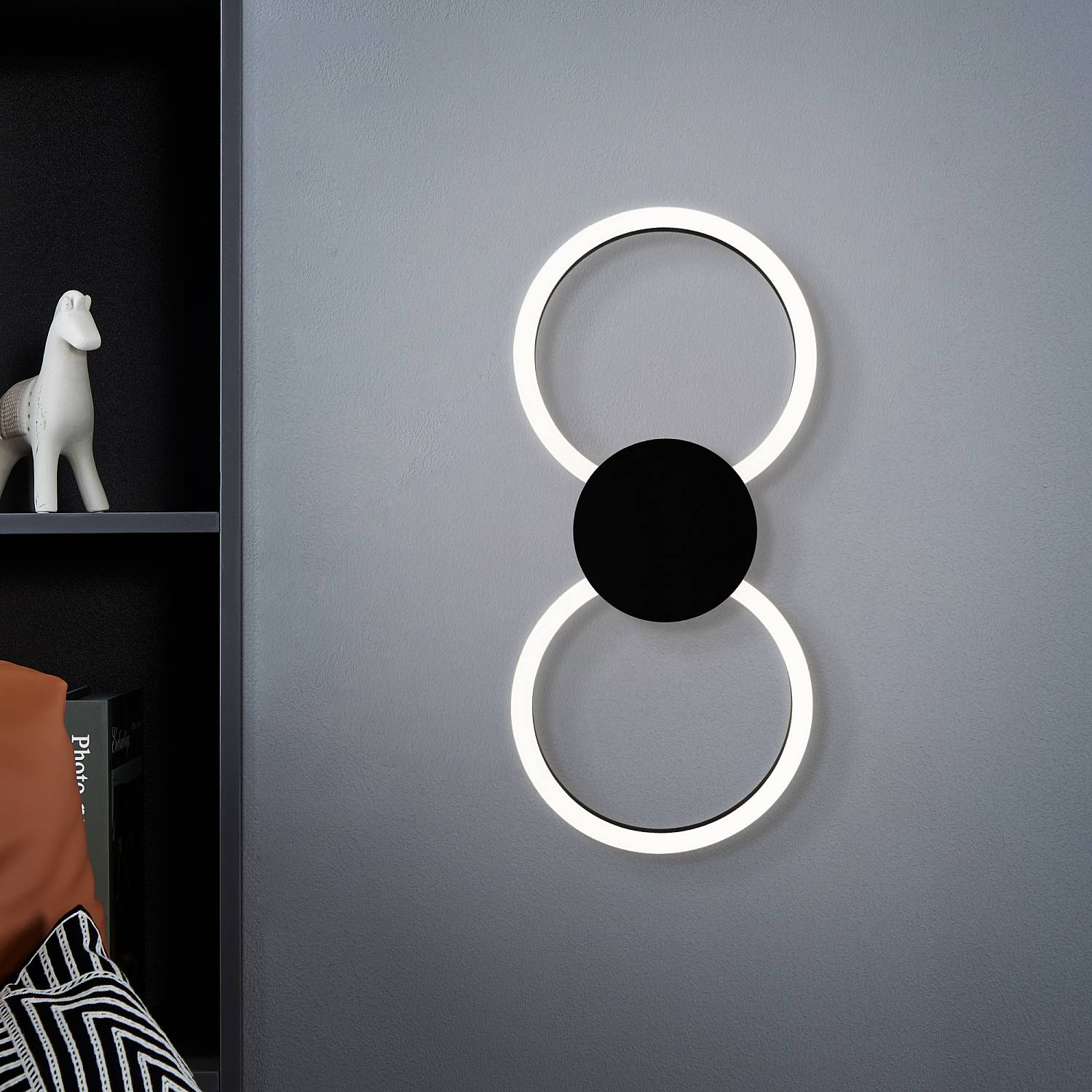 Plafoniera Moderna Venticello 1 Alluminio Nero 2 Luci Led 20,91W 2400+135Lm 902124
