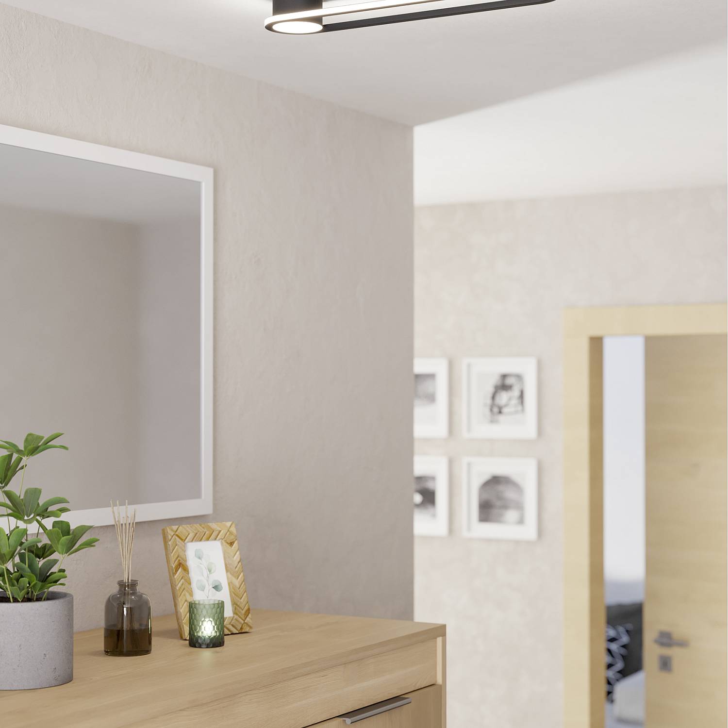 Plafoniera Moderna Collecorvino Alluminio Nero Plastiche Bianche Led 24W 2400Lm 902151