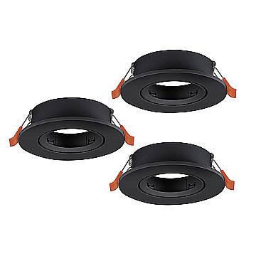 Faretto Incasso Moderno Barranco Gu10 Plastiche Nere 3 Luci Gu10 Ip20