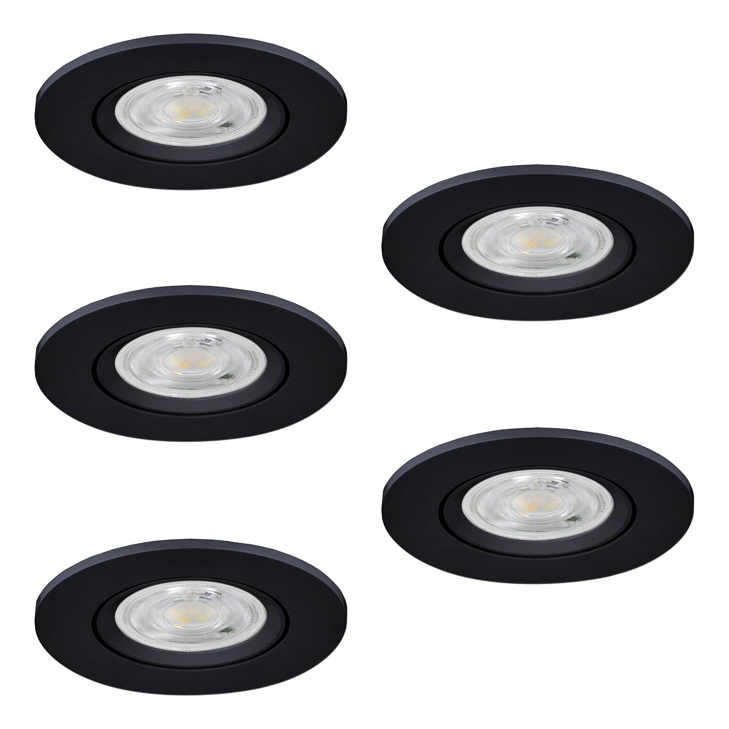 Faretto Incasso Moderno Barranco Plastiche Nere 5 Luci Led 4,5W 5X450Lm Ip20 902266