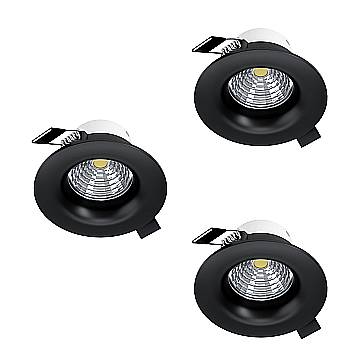 Set 3 Faretti Incasso Moderno Saliceto Alluminio Nero Led 4,8W 3X450Lm Ip20