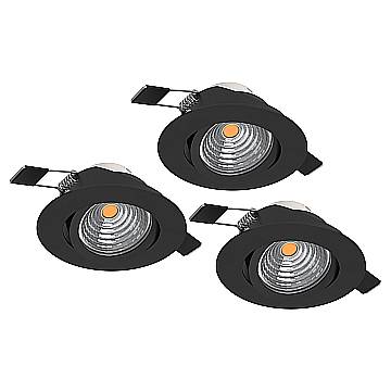 Set 3 Faretti Incasso Moderno Saliceto Alluminio Nero Led 6W 3X580Lm Ip20