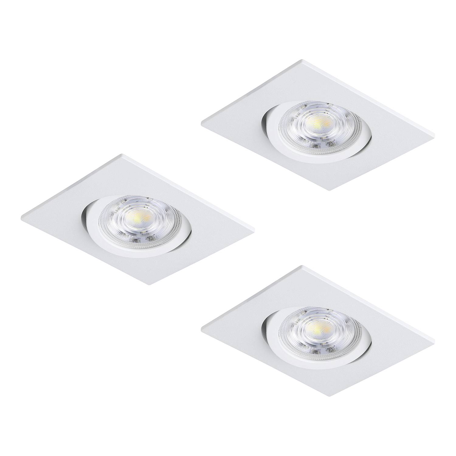 Set 3 Faretti Incasso Quadrati Saliceto Alluminio Bianco Led 4,8W 3X450Lm 902283