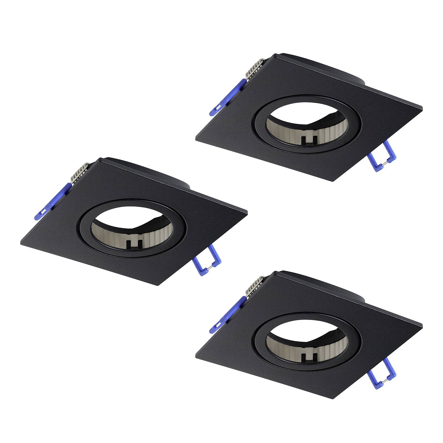 Set 3 Faretti Incasso Quadrati Saliceto Alluminio Nero 3 Luci Led 6W 3X580Lm 902285