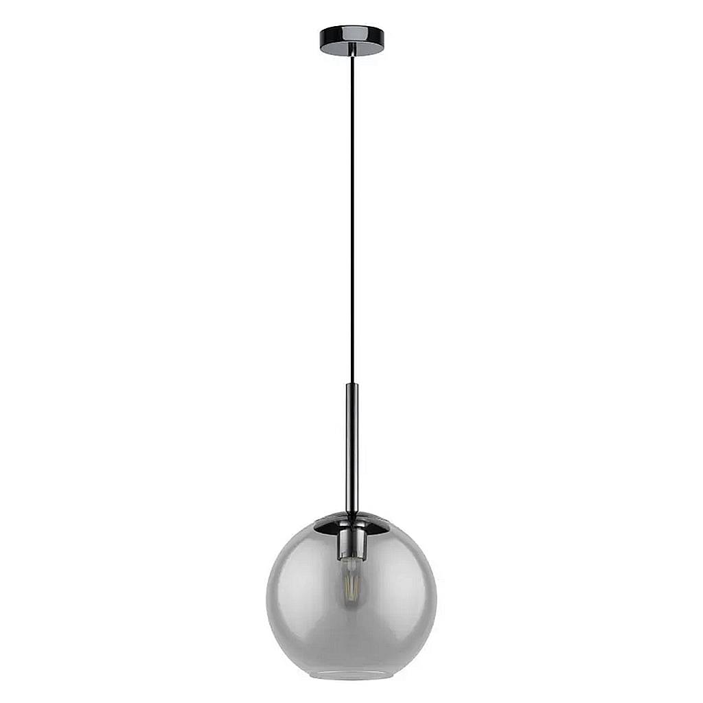 Lampada a Sospensione Moderna Tindari Metallo Vetro Nero Fumé 1 Luce E27