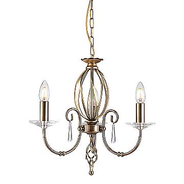 Lampadario Classico Aegean Acciaio Ottone Anticato 3 Luci E14