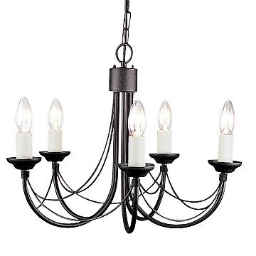 Lampadario Classico Carisbrooke Acciaio Nero 5 Luci E14