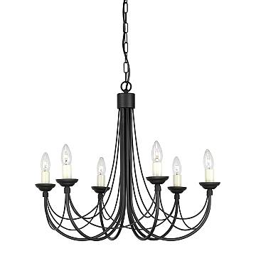 Lampadario Classico Carisbrooke Acciaio Nero 6 Luci E14 Lampadario Classico Carisbrooke Acciaio Nero 6 Luci E14