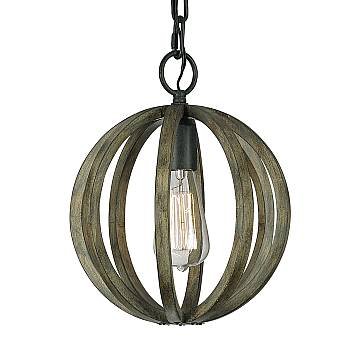 Sospensione Industrial Nordica Allier Legno Rovere Ferro Grigio 1 Luce E27