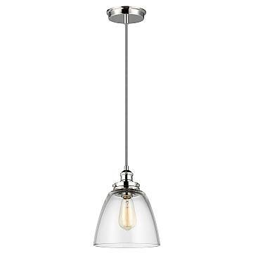 Sospensione Contemporanea Baskin Vetro Nichel Lucido 1 Luce E27 D22,8Cm