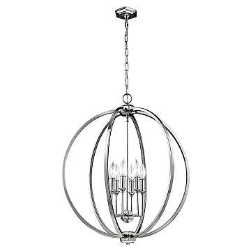Lampadario Classico Corinne Acciaio Nichel Lucido 6 Luci E14