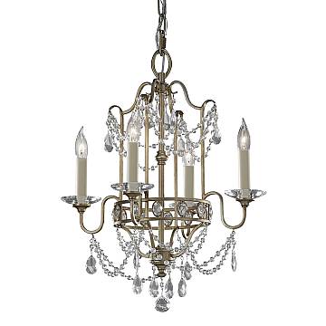 Lampadario Classico Gianna Cristallo Argento Dorato Vetro Oro 4 Luci E14