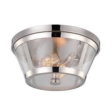 Plafoniera Contemporanea Harrow Alluminio Nichel Lucido Vetro 2 Luci E27