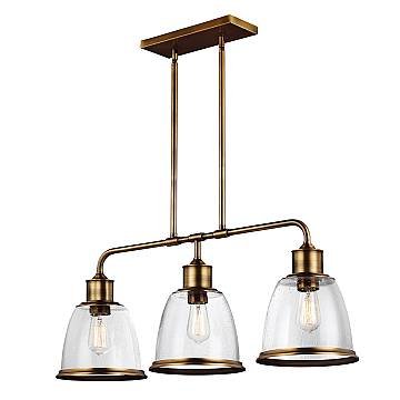 Lampadario Contemporaneo Hobson Acciaio Ottone Antico 3 Luci E27