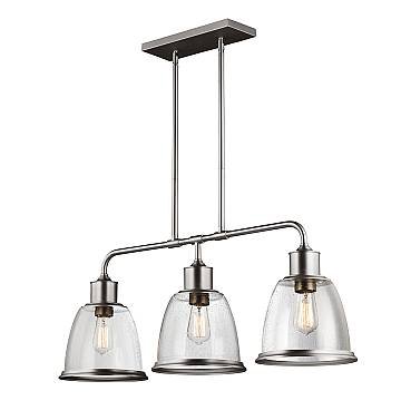 Lampadario Contemporaneo Hobson Acciaio Nichel Satinato 3 Luci E27