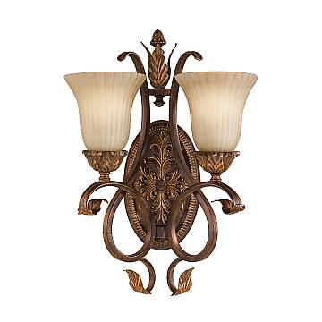 Applique Contemporanea Sonoma Valley Acciaio Marrone Antico Vetro 2 Luci E27