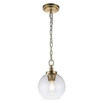 Sospensione Contemporanea Tabby Acciaio Ottone Brunito Vetro 1 Luce E27