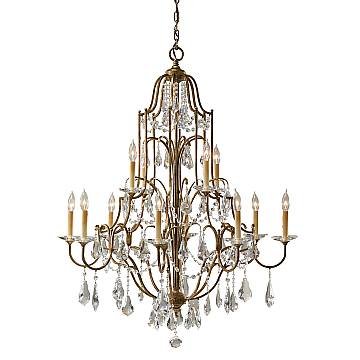 Lampadario Classico Valentina Acciaio Bronzo Ossidato Vetro 12 Luci E14