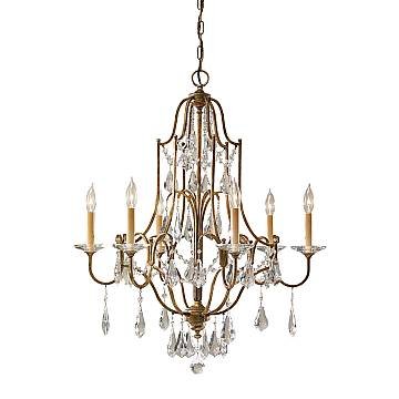 Lampadario Classico Valentina Acciaio Bronzo Ossidato Vetro 6 Luci E14