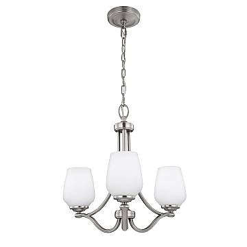 Lampadario Contemporaneo Vintner In Acciaio Nichel Satinato Vetro 3 Luci E27
