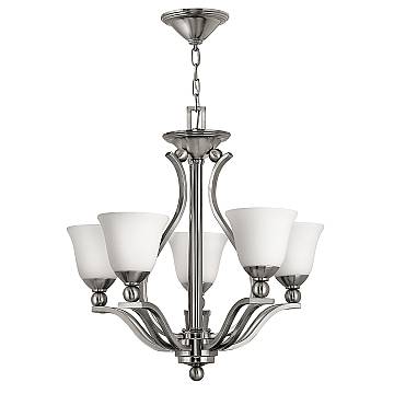 Lampadario Contemporaneo Bolla Acciaio Nichel Spazzolato Vetro 5 Luci E27 Lampadario Contemporaneo Bolla Acciaio Nichel Spazzolato Vetro 5 Luci E27