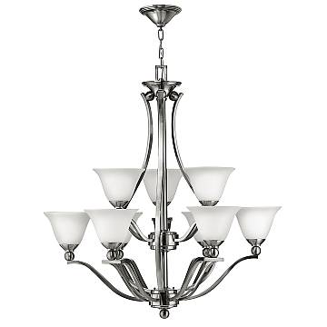Lampadario Contemporaneo Bolla Acciaio Nichel Spazzolato Vetro 9 Luci E27 Lampadario Contemporaneo Bolla Acciaio Nichel Spazzolato Vetro 9 Luci E27