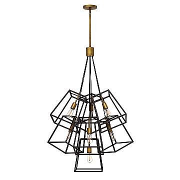 Lampadario Contemporaneo Fu Lighton Acciaio Bronzo Ottone 7 Luci E27