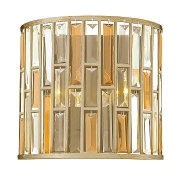 Applique Contemporanea Gemma In Acciaio Foglia Argento Cristallo 2 Luci E14