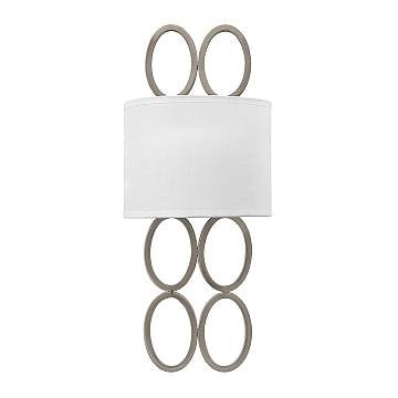 Applique Contemporanea Jules Acciaio Nichel Spazzolato Tessuto 2 Luci E14