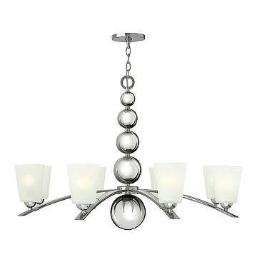 Lampadario Contemporaneo Zelda Acciaio Nichel Lucido Vetro 8 Luci E27