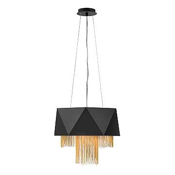 Lampadario Contemporaneo Zuma In Acciaio Nero Satinato Oro 6 Luci E27 Lampadario Contemporaneo Zuma In Acciaio Nero Satinato Oro 6 Luci E27