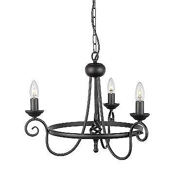 Lampadario Industrial Nordico Harlech Acciaio Nero 3 Luci E14