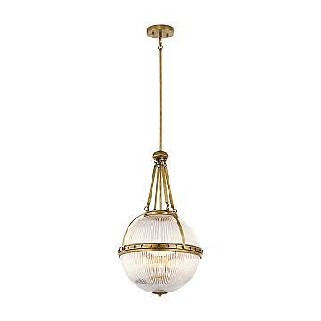 Lampadario Contemporaneo Aster Vetro Ottone Naturale 3 Luci E14