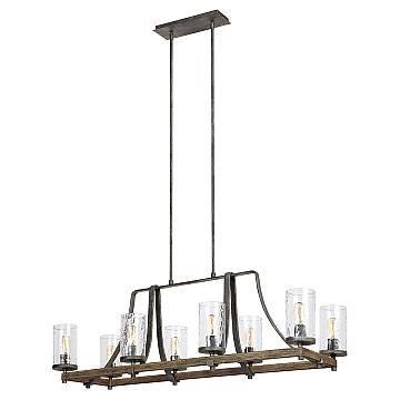 Lampadario Industrial Angelo Acciaio Anticato Metallo Vetro Grigio 8 Luci E27