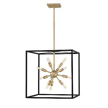 Lampadario Industrial Nordico Aros Acciaio Nero Ottone 12 Luci E14 Lampadario Industrial Nordico Aros Acciaio Nero Ottone 12 Luci E14