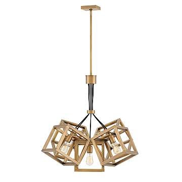 Lampadario Contemporaneo Ensemble Acciaio Bronzo Spazzolato 5 Luci E27