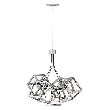 Lampadario Contemporaneo Ensemble Acciaio Nichel Lucido 5 Luci E27
