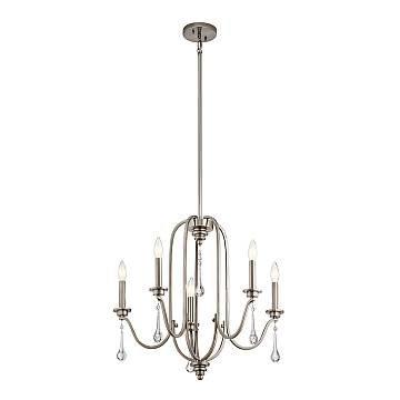 Lampadario Classico Karlee Acciaio Peltro Classico Cristallo 5 Luci E14