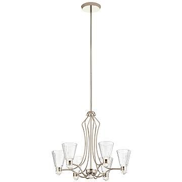 Lampadario Classico Kayva Acciaio Nichel Lucido Vetro Led 36W 3000K 2375Lm