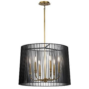 Lampadario Contemporaneo Linara Acciaio Nero Ottone Naturale Ottone 6 Luci E14