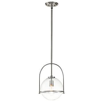 Sospensione Industrial Nordica Somerset Acciaio Nichel Spazzolato Vetro Luce E27 Sospensione Industrial Nordica Somerset Acciaio Nichel Spazzolato Vetro Luce E27