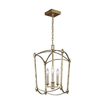 Lampadario Industrial Nordico Thayer Acciaio Doratura Anticata 3 Luci E14
