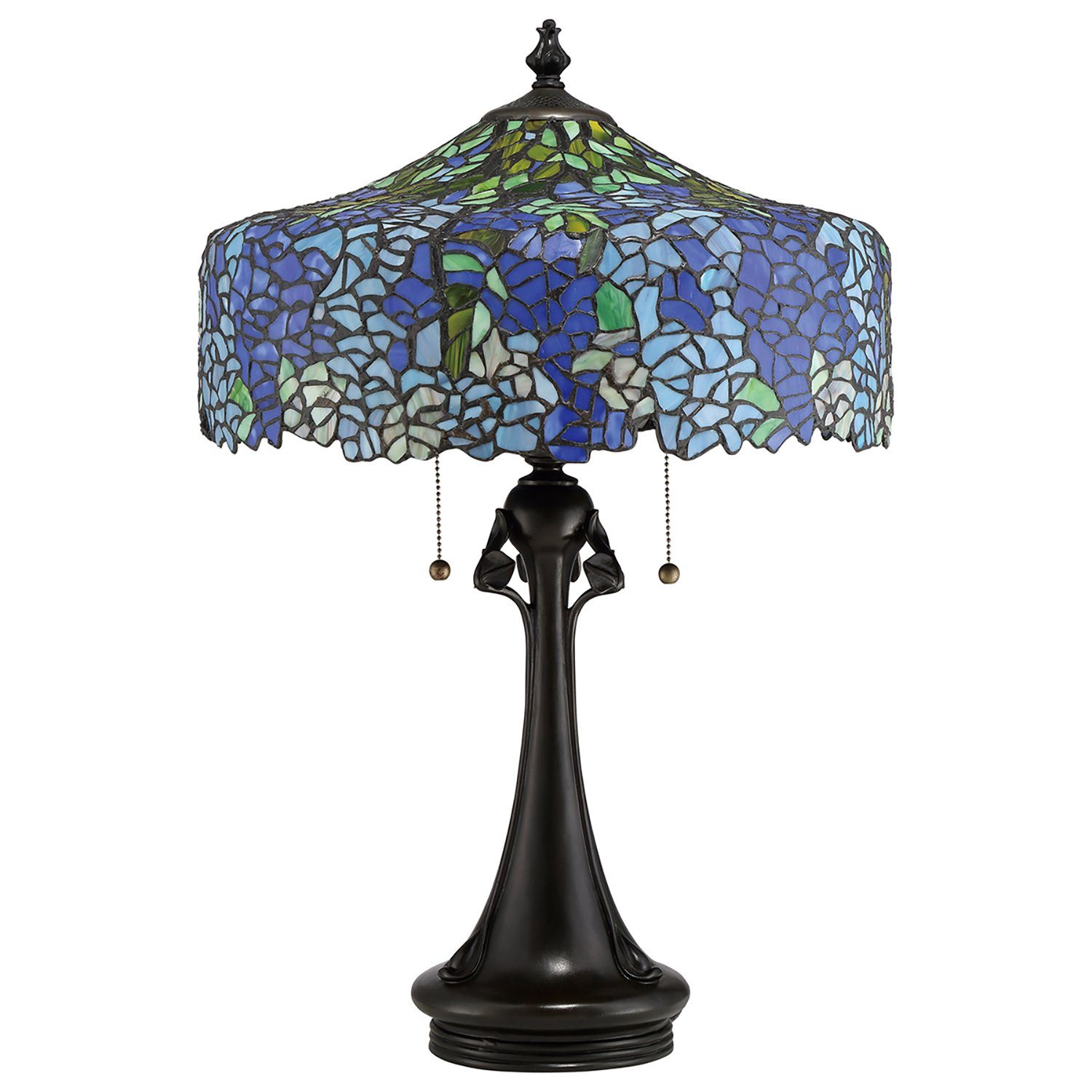 Lampada Da Scrivania Tiffany Coba Light Acciaio Bronzo Vintage 3 Luci E27 QZ-COBALT-TL