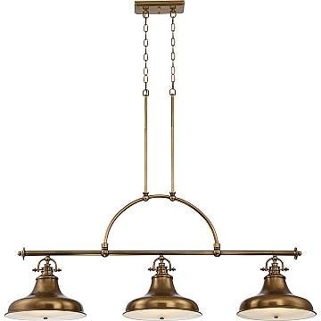 Lampadario Industrial Nordico Emery Metallo Ottone Anticato 3 Luci E27