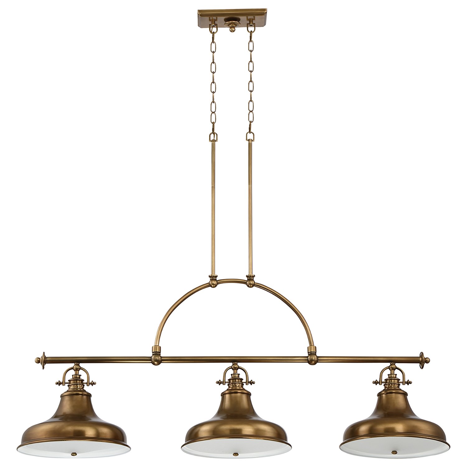 Lampadario Industrial Nordico Emery Metallo Ottone Anticato 3 Luci E27 QZ-EMERY3P-WS