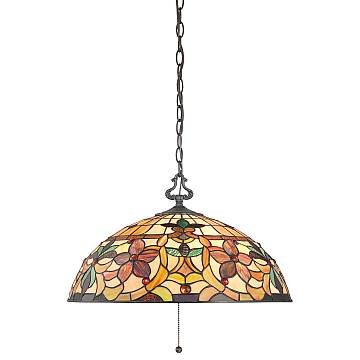 Lampadario Tiffany Kami Metallo Bronzo Vintage 3 Luci E27