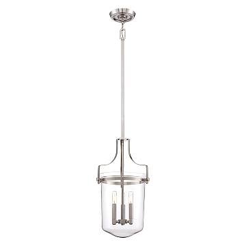 Lampadario Contemporaneo Penn Station Vetro Nichel Spazzolato 3 Luci E14
