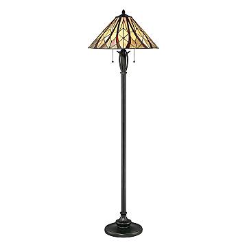 Piantana Tiffany Victory Vetro Bronzo Valiant 2 Luci E27